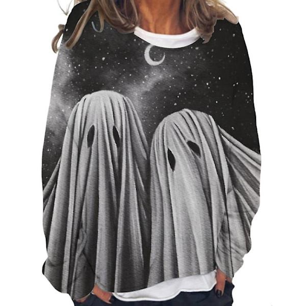 Ghost Sweatshirt Kvinner Halloween gresskarskjorter Morsom nyhet Grafiske T-skjorter Langermede høstskjorter style 1 M