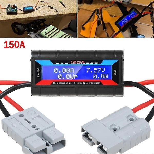 150A LCD Digital Amp Watt Meter Strømanalysator Solcelle Campingvogn Meter til Anderson Stik Værktøj Bil Tilbehør