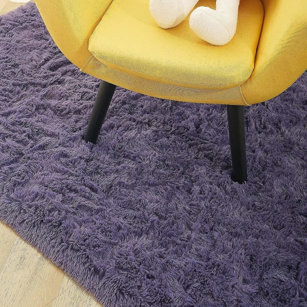 Tflycq-pehmeät fluffy-alueen matot, jotka yhteensopivat makuuhuoneen lastenhuoneen pehmoisen pörröisen lastenhuoneen mattojen karvaisten mattojen kanssa, yhteensopivat poikien tyttöjen kanssa, korkeakoulun asuntola Purple Grey 4 *5.2 Feet