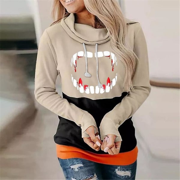 Kvinnor Halloween sweatshirts Pumpa Face Dans Skelettskjorta Långärmad tröja Rolig grafisk tröja style 9 M