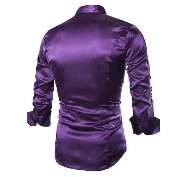 Lyxig klänning för herr Skjorta Slim Fit Casual Formell Dans Fest Formella skjortor Purple L