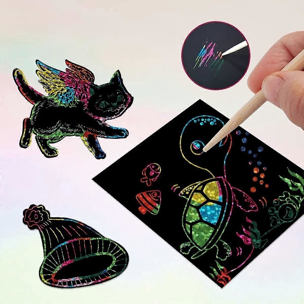 Raaputuspaperi-setti, valmistettu 190 g valkoisesta kartongista laserpaperista, sateenkaaren värit, koko 8,5 x 8,5 cm (3,35 x 3,35 tuumaa)