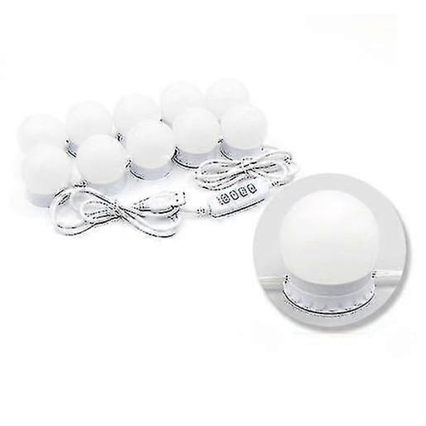 LED Speil USB Sminkelys, 10 Pærer 3 Lysmoduser For Bordplate Veggmontert Kosmetisk Speil, kun Lamper