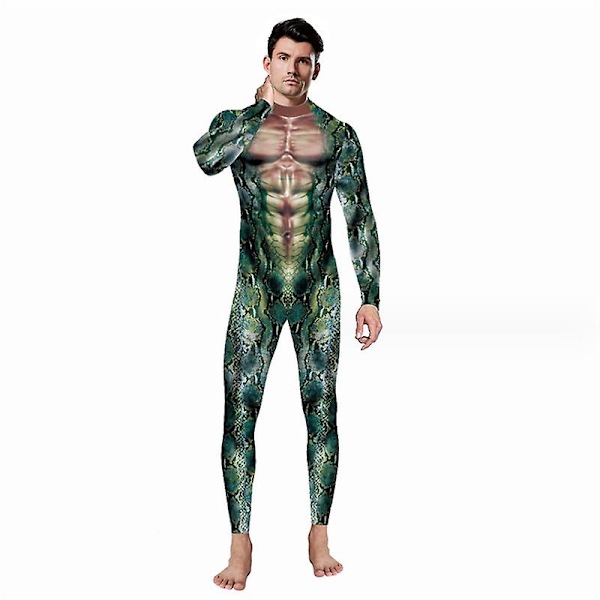 Kvinders Halloween Snake Costume Cosplay Bodysuit 3d Skinny Stretch Costume COLOR 1 M