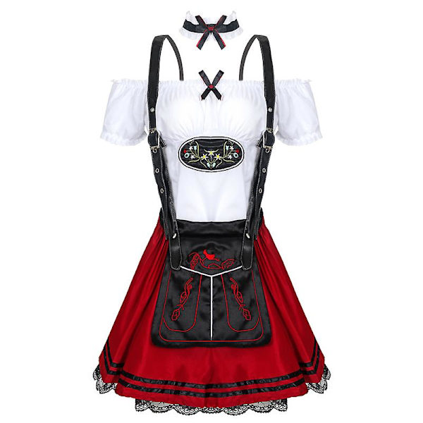 Uusi Carnival Oktoberfest -asu Top Riimuhame Alpit National Parade Clubs Wench Cosplay Fancy Juhlamekko Halloween Red L