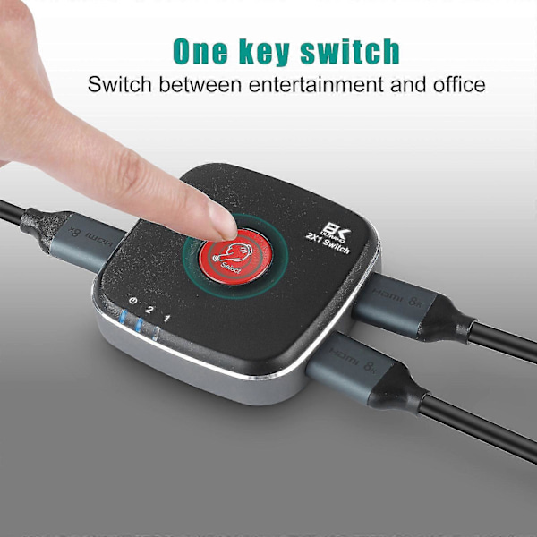 8k For Hdmi 2x1 Switch For Hdmi 2.1 Switch Understøtter 2 For Hdmi Input & 1 For Hdmi