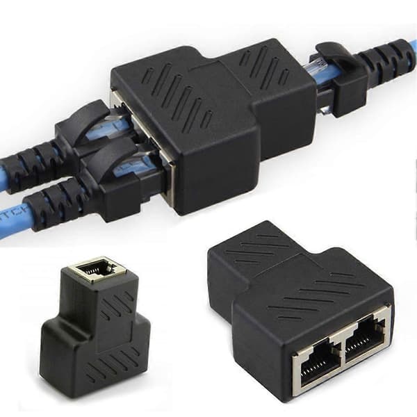 1 til 2 Lan Ethernet Netværk Splitter Stik Forlænger Adapter Stik til RJ45 A