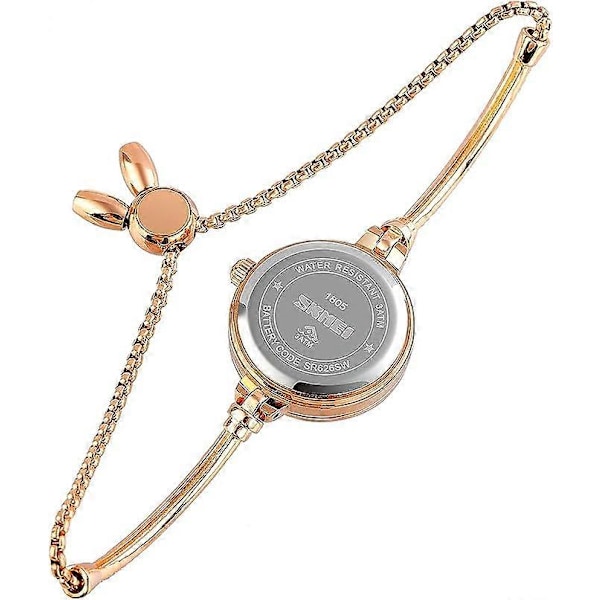 Klockor Dam Analog Kvarts Klocka Mosaik med Diamanter Armband Klänning Klocka för Kvinnor Vattentät Armbandsur med Roséguld Armband