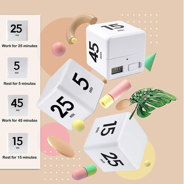 Cube Timer Køkken Timer Tidsstyring Timer Tyngdekraftssensor Flip Management og Nedtælling 25-5-45-