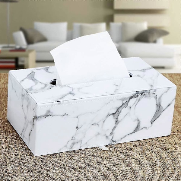 Rektangulär Tissue Box i Läder (marmor) (ShiKai)