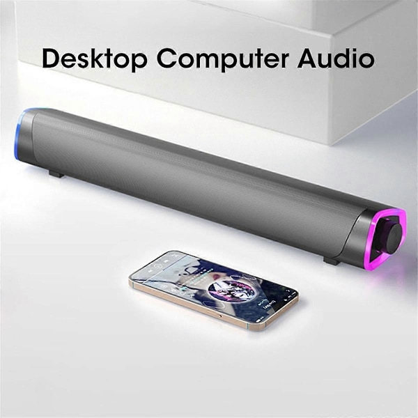 4D Computer Højttaler Bar Stereo Lyd Subwoofer Bluetooth Højttaler til Laptop Notebook PC Musikafspiller (Sort)
