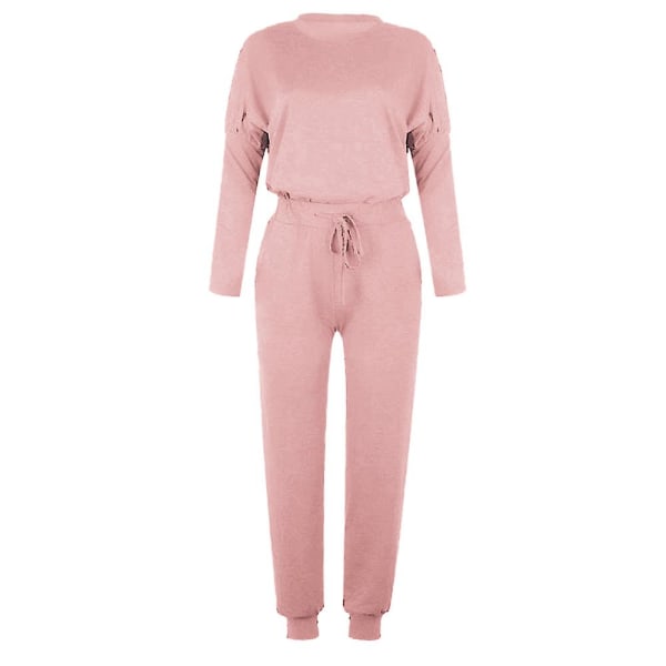Kvinner Uformelle Vanlige antrekk T-skjorte topper + snøring Elastisk midje Jogging Joggebukser Bukse Loungewear Sett pink 2XL
