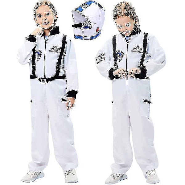 Hurtig Forsendelse Børne Astronaut Kostume Uniform Spil Performance Kostume Halloween Karneval Forklædning White XL