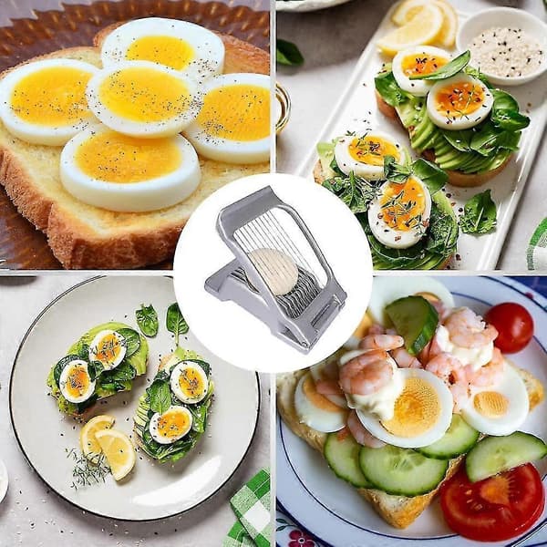 Mike Eggkutter for hardkokte egg, egg- og jordbærkutter kraftig aluminium og rustfritt ståltråd multifunksjonell eggdeler for myk frukt Mu