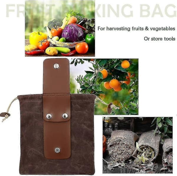Foderpåse Vaxad Canvas Hopfällbar Utomhus Camping Foderficka Svampförvaring Vattenavvisande Läder Bushcraft Bälte Tinder Dump Påsar Brun
