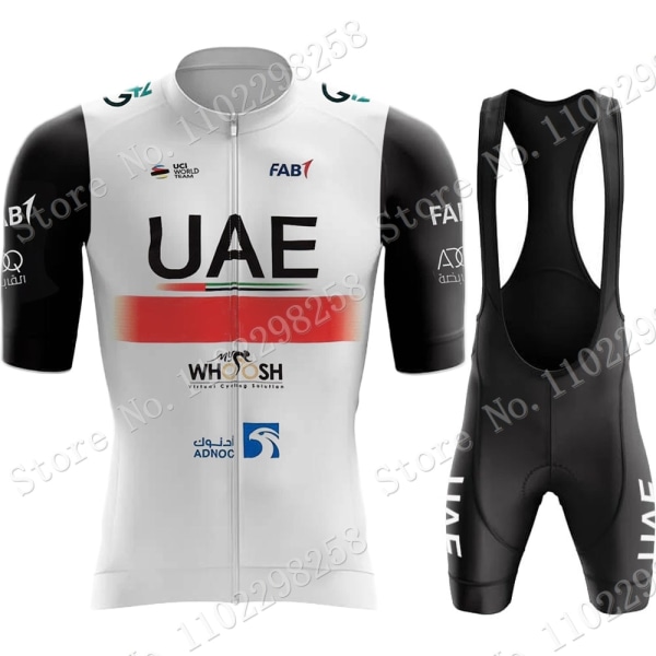 Svart UAE Team 2023 Golden Cycling Jersey Set Kortermet Herreklær Landeveissykkelskjorter Dress Sykkel Bib Shorts MTB Maillot 16 4XL