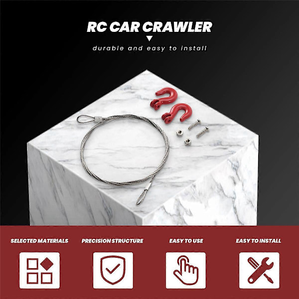 1/10 RC-auto Maasturiauton teräksinen hinausvaijeri koukuilla SCX10 Wraith Axial D90 Lelutarvikkeille