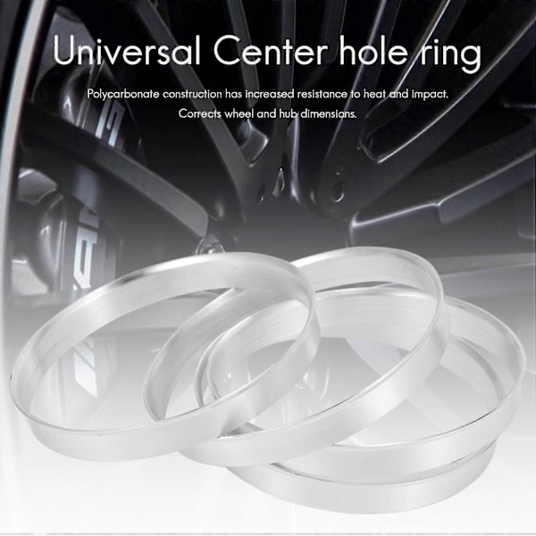 4 st Universal Aluminium Navringar Hjulset 74,1 mm Yttermått 72,6 mm Inre Mått