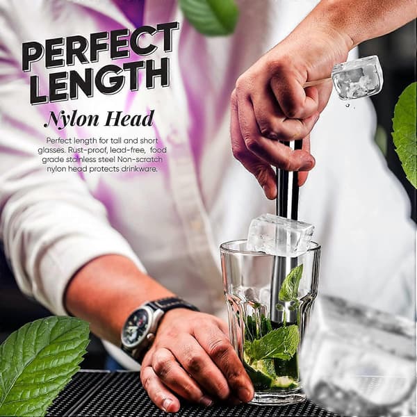 Rustfri Stål Muddler til Cocktails Cocktails Citronpresser Sort 20,5*3,3cm