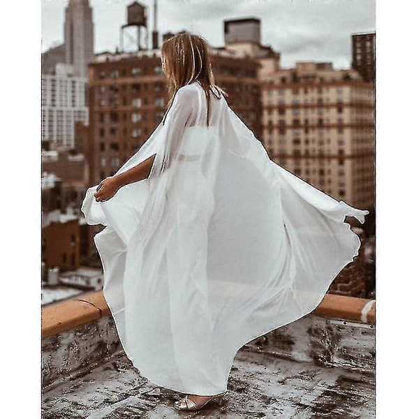 Chiffon Cape Kappe Fotografering Kappe 1 Stk Hvit B