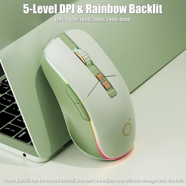 Langaton pelihiiri Tri-Mode 2.4Ghz/Bluetooth 5.0/Langallinen USB-C RGB LED-taustavalaistuksella 5-tasoinen DPI Ladattava Ergonominen Hiljainen Optinen Hiiri iMac/M