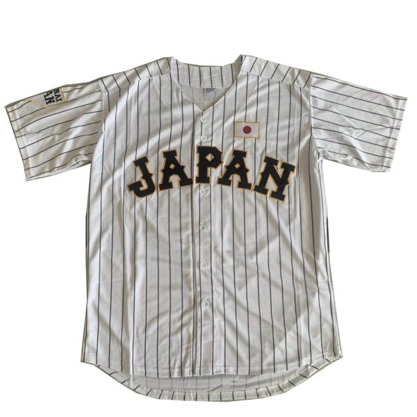 baseballtröja Japan 16 OHTANI tröjor Sy Broderi Hög kvalitet Billiga Sport Utomhus Vit Svart rand 2024 World New Black M