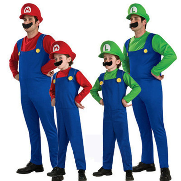 Halloween maskerade kostymer for voksne og barn Super Mario Mario kostymer red child L