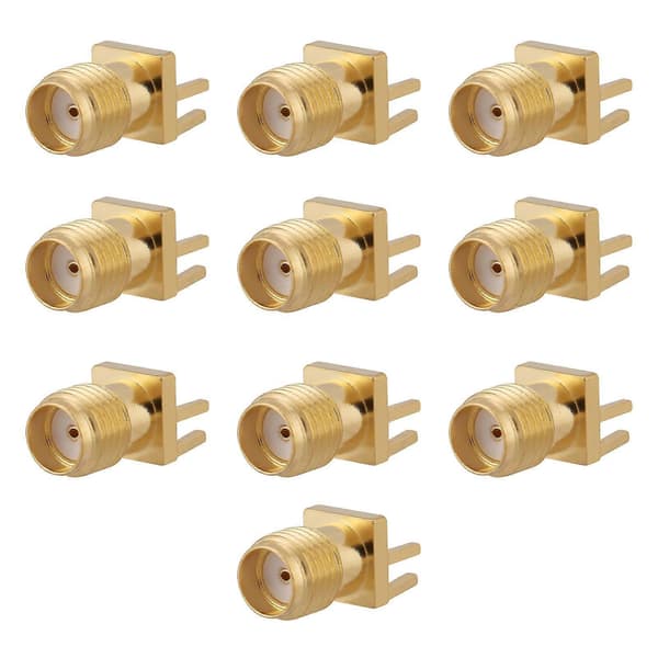 Mässing SMA Hona Bas Sockel Jack PCB Montering RF Kontakter 10st 50 Ohm