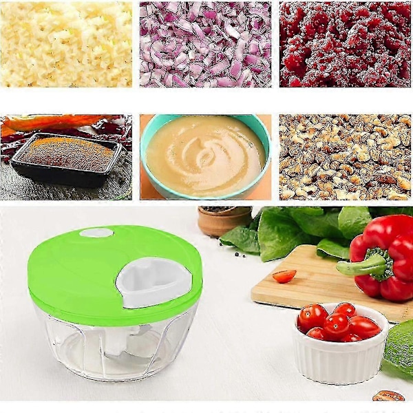 Manuell Matkutter Hånddrevet Kjøttkvern Blender Matprosessor 1 Stykke (Grønn)