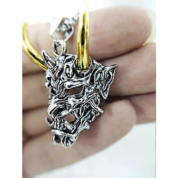 Japanilainen aave soturi Horn Skull riipus kaulakoru miehille pojille.