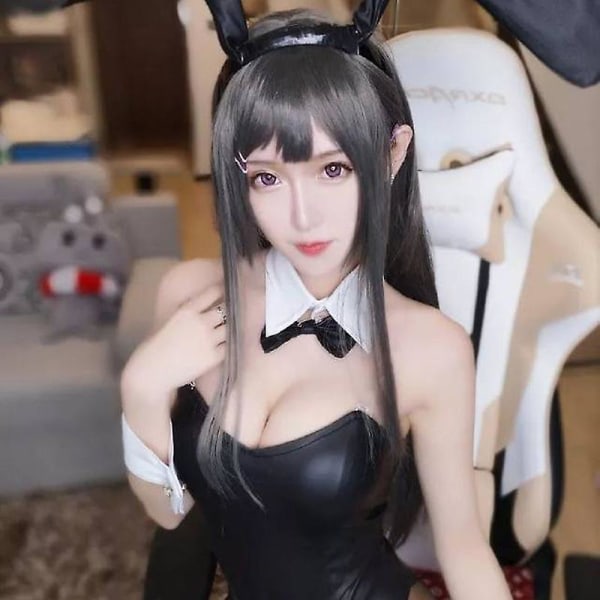 Rascal drømmer ikke om kaninpige Senpai Sakurajima Mai Cosplay-kostume til kvinders sort one-piece bodysuit til halloweenfest Costume 90 pounds 119 pounds