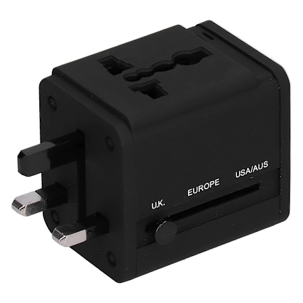 Global Reseadapter Intelligent Strömomvandlare Kontakt UK EU US JP AU CN USB-Port 100–240V Svart