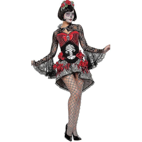 Lady Carnival Halloween Corpse Bride Costume Day Of The Dead Steampunk Korsett Shrug Outfit Fancy festkjole høy kvalitet L-Corpse Bride