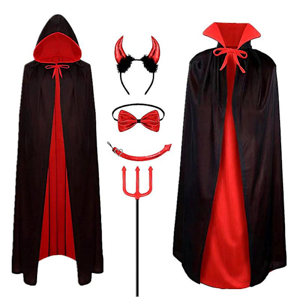 Voksne barn unisex vampyrkostyme Halloween kostymefest Demon Kuhorn Hårband Feriefest Performance rekvisitter 2 150CM