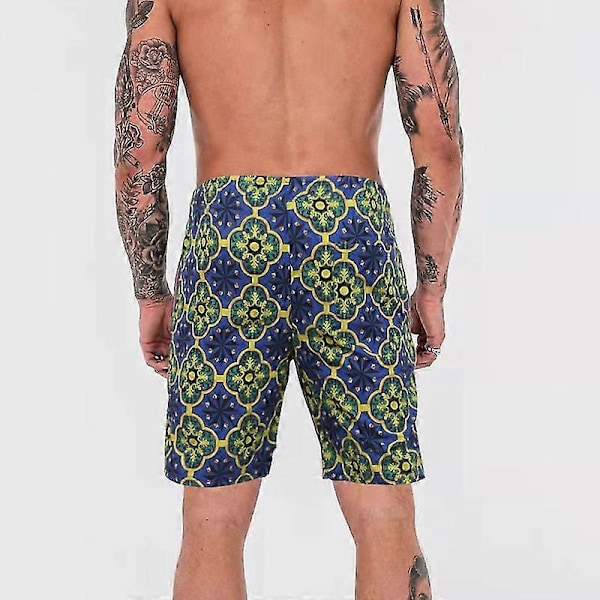 Herr Strandshorts med Dragsko, Lös Passform, Sommar Mini Byxor, Elastisk Midja