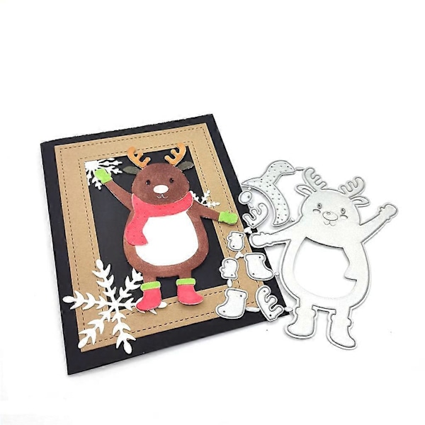 Sødt Jule Elk Kulstofstål Skærestencils DIY Scrapbooking Fotoalbum Prægning Papirkort Fremstilling Stencil