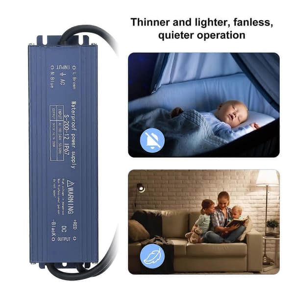 IP67 Vanntett LED Driver Switch Strømforsyning Transformator Adapter AC 180V-240V til DC 12V 200W Const