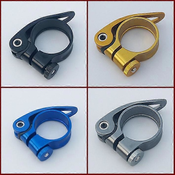 Cykel Sadelpindsklemme, Aluminium Legering Hurtigudløserklemme Til 27.2/28.6mm Sadelpind, Sort, Én Stykke