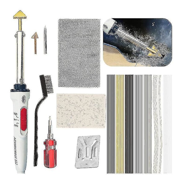 100W Plast Svejsekit, Loddekolbe Kit, 3-trins Justering Temperaturkontrol Plast Svejser S