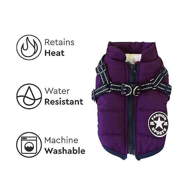 Efterår Vinter Pet Vest Pet Hvalp Hund Kat Varm polstret frakke Sele lynlåsjakke Red M
