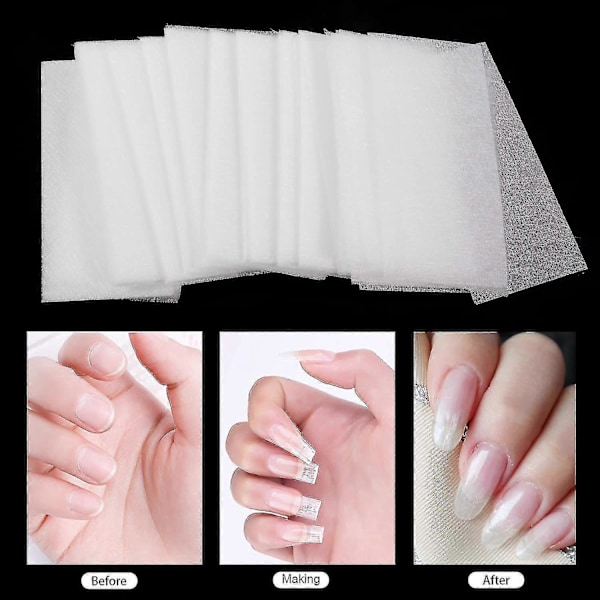 100 Stk. Fibernails Kompatibel Med Negleforlengelser, Negleforlengelse Silke Fiberglass Gel Kit Løsnegler Manikyr Salongverktøy Kompatibel Med UV Gel Na