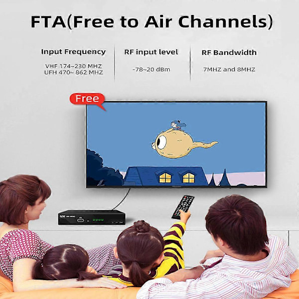 Ny H265/10Bit DVB-T2 Digital Broadcasting TV-boks Dvb T2 Terrestrisk Digital TV-mottaker med HD & Scart Dolby Ac3 H.265 Youtube