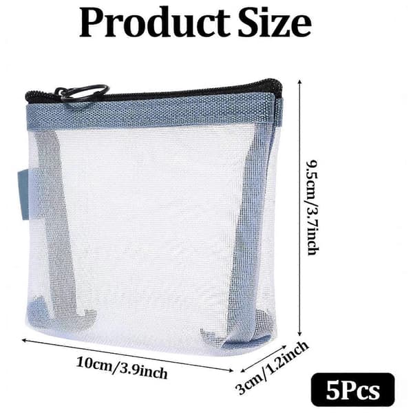 5x Mini Lynlåspose Makeup Taske Mesh Opbevaringspose til Hjem Camping Kontor