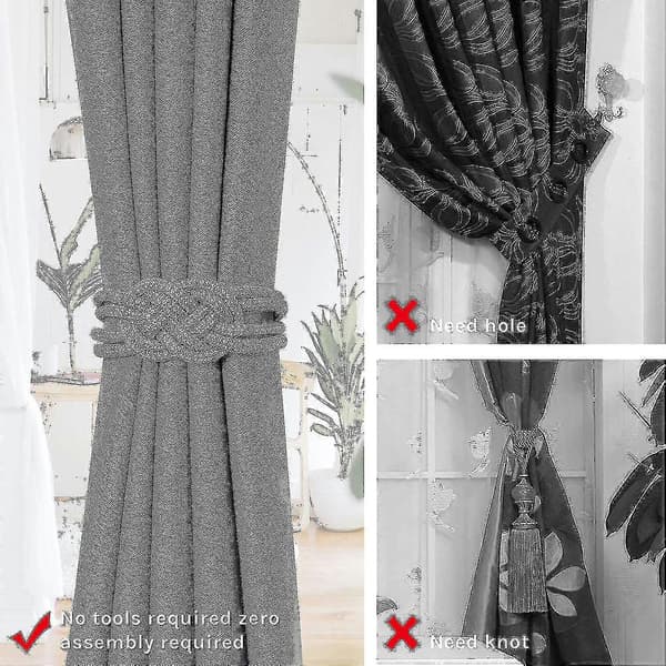 2-pak Magnetiske Gardinbindere, Glitrende Krystalblomst Gardinbinder