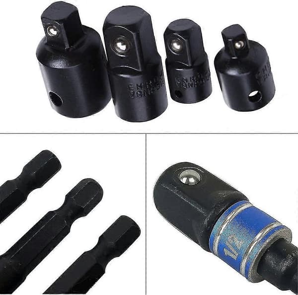 Adapter Socket 1/2 3/8 1/4 Hex Boremaskine Bits Adapter Sæt Reducer Møtrik Skruenøgle Socket Adapter (ShiKai)