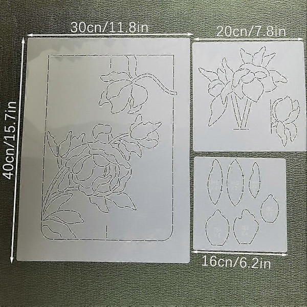 Klassiske broderimaler i plast DIY blomstermønster skulderveske gjenbrukbar tegnesjablong for DIY håndverk kunst