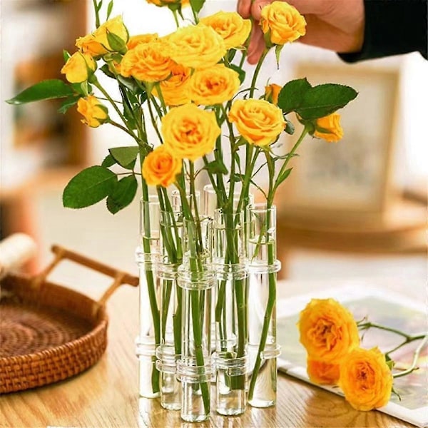 8 st Gångjärnsförsedda Blomvaser Klart Glas Provrör Hängande Blomhållare för Heminredning, S