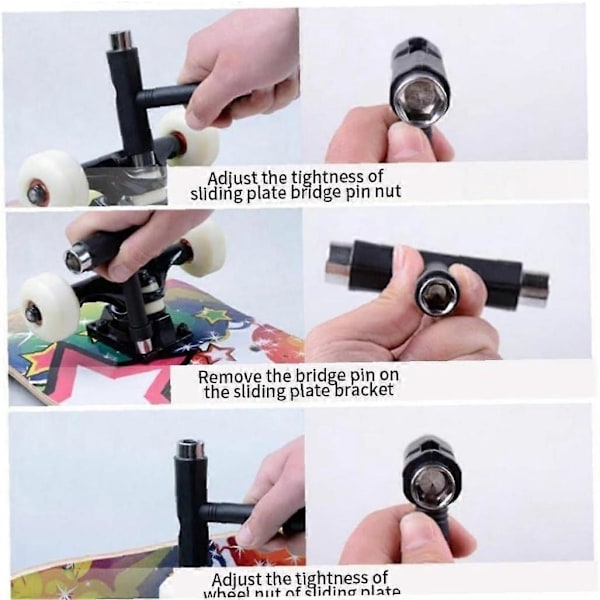 Skate Tool Multifunktionelt Bærbart Skateboard Tilbehør med L-formet Phillips Skruetrækker