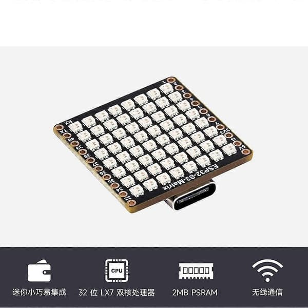 Waveshare Matrix RGB-LED med WiFi Bluetooth QST Attityd Gyro Sensor