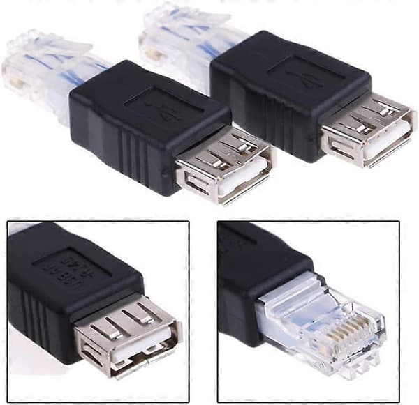 Ethernet til USB-adapter, 2 stk. USB til Ethernet-adapter, RJ45 Ethernet hann til USB hunn-konverter